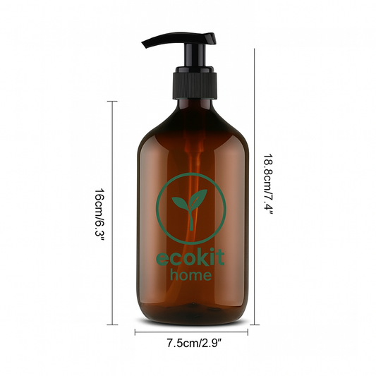 Lot de Flacons Pompe Réutilisables 500 ml – Verre Ambré & Vert Écologique