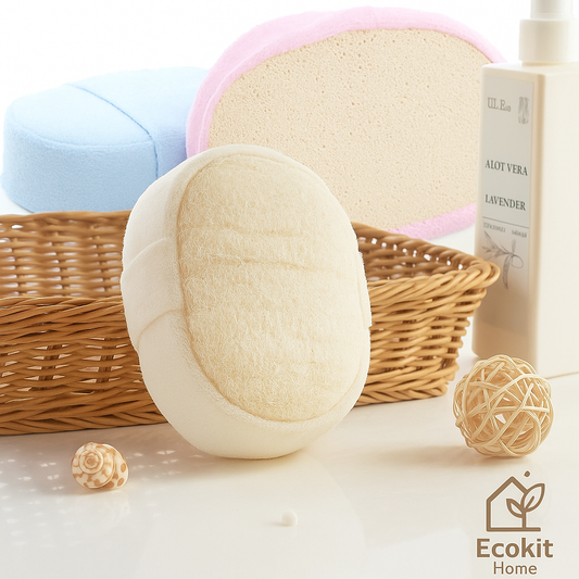 Éponge Douce Exfoliante – Loofah & Coton Naturel