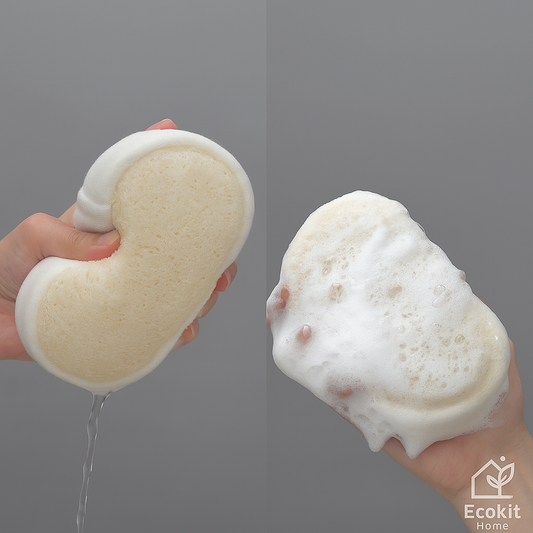Éponge Douce Exfoliante – Loofah & Coton Naturel