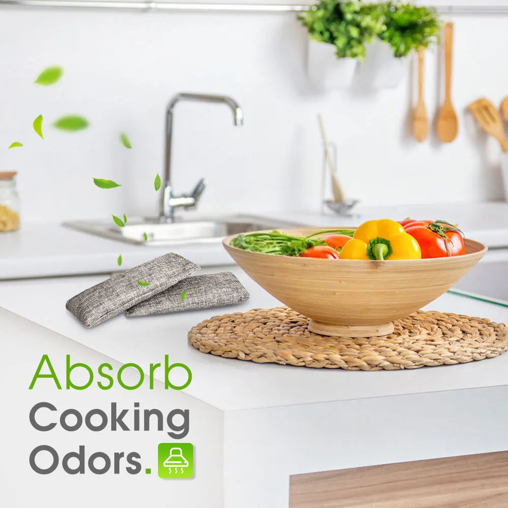 10pcs Natural Bamboo Charcoal Bags Air Purifying Activated Charcoal Odor Absorber Moisture Odor Eliminator for Car Closet Shoes