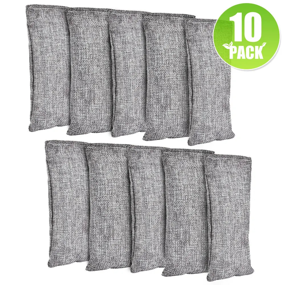 10pcs Natural Bamboo Charcoal Bags Air Purifying Activated Charcoal Odor Absorber Moisture Odor Eliminator for Car Closet Shoes
